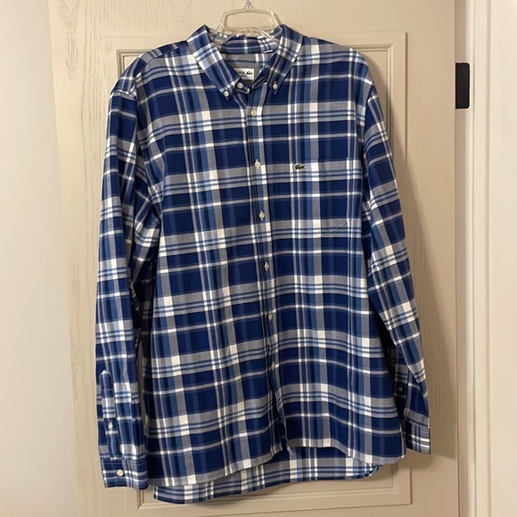 New, never worn plaid Lacoste button down XXL - Picture 1 of 4